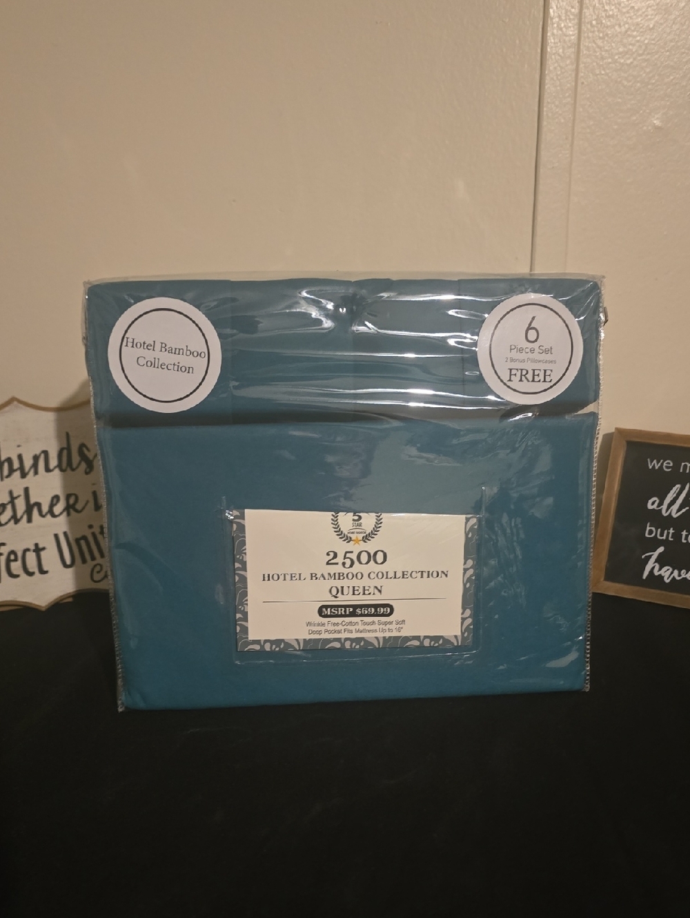 2500 Hotel Bamboo Collection Queen Sheet Set in Teal